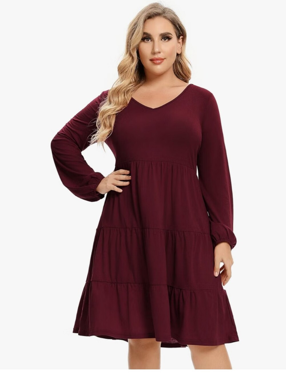 AMZ PLUS Plus Size Casual Dress Lantern Ruffled Dress - XL